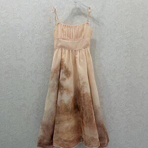 ZIMMERM Spaghetti Strap Ink-Painted Print Dress